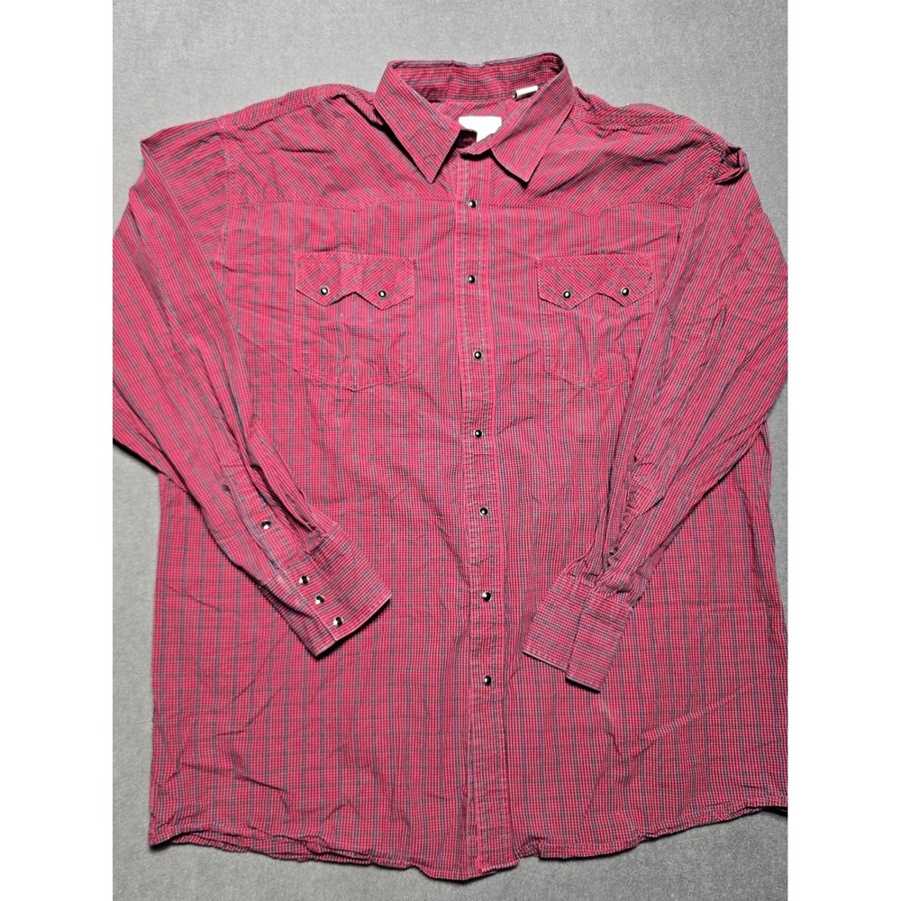 Roper Wear The West Mens 2XLT Tall Long Sleeve Plaid Pearl Snap Western Shirt‎